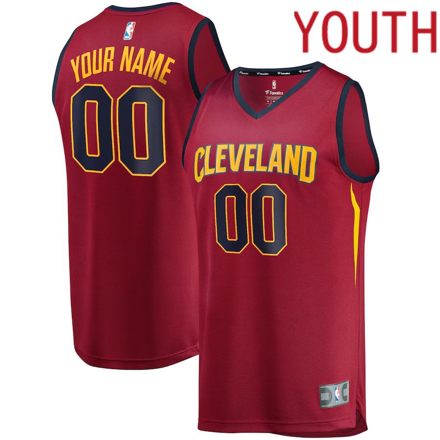 Youth Cleveland Cavaliers Fanatics Branded Wine Fast Break Custom Replica NBA Jersey->youth nba jersey->Youth Jersey